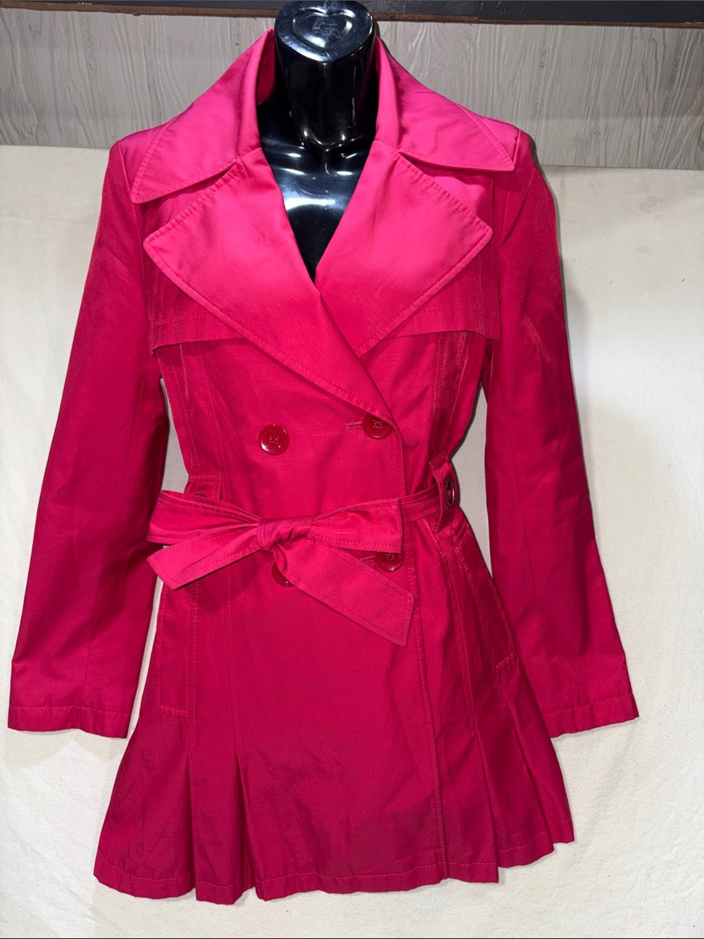 Vintage Via Spiga Hot Pink Belted Trench Coat